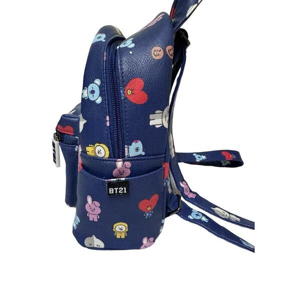 BT21 BTS Allover Print Character Faux Leather Mini Backpack Collectible KPOP - Picture 3 of 7
